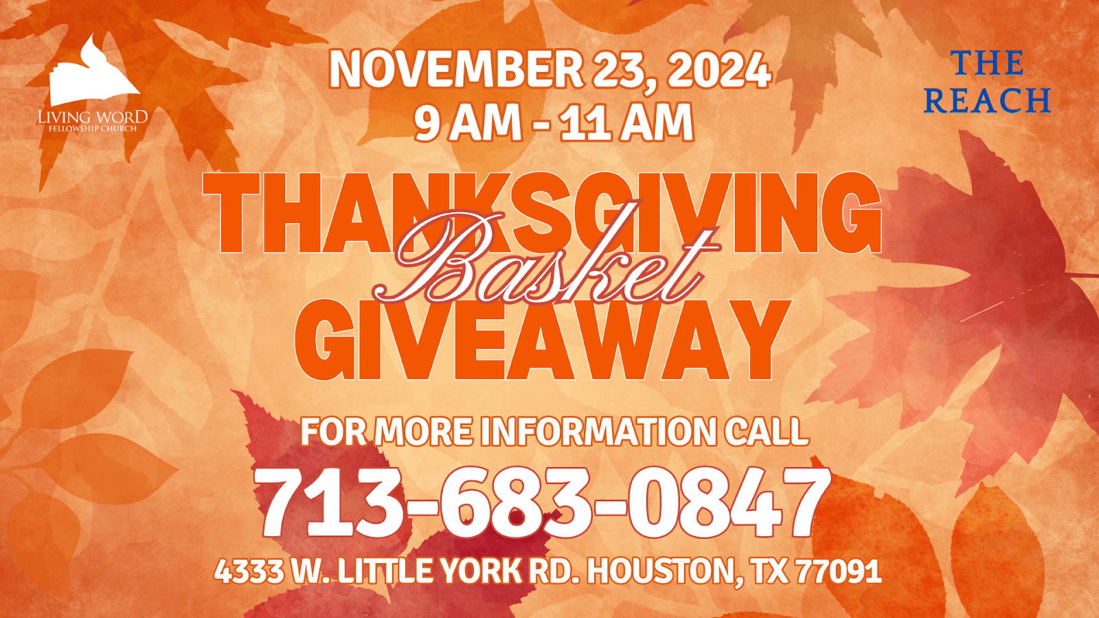 thanksgiving basket giveaway nov 23 9-11am