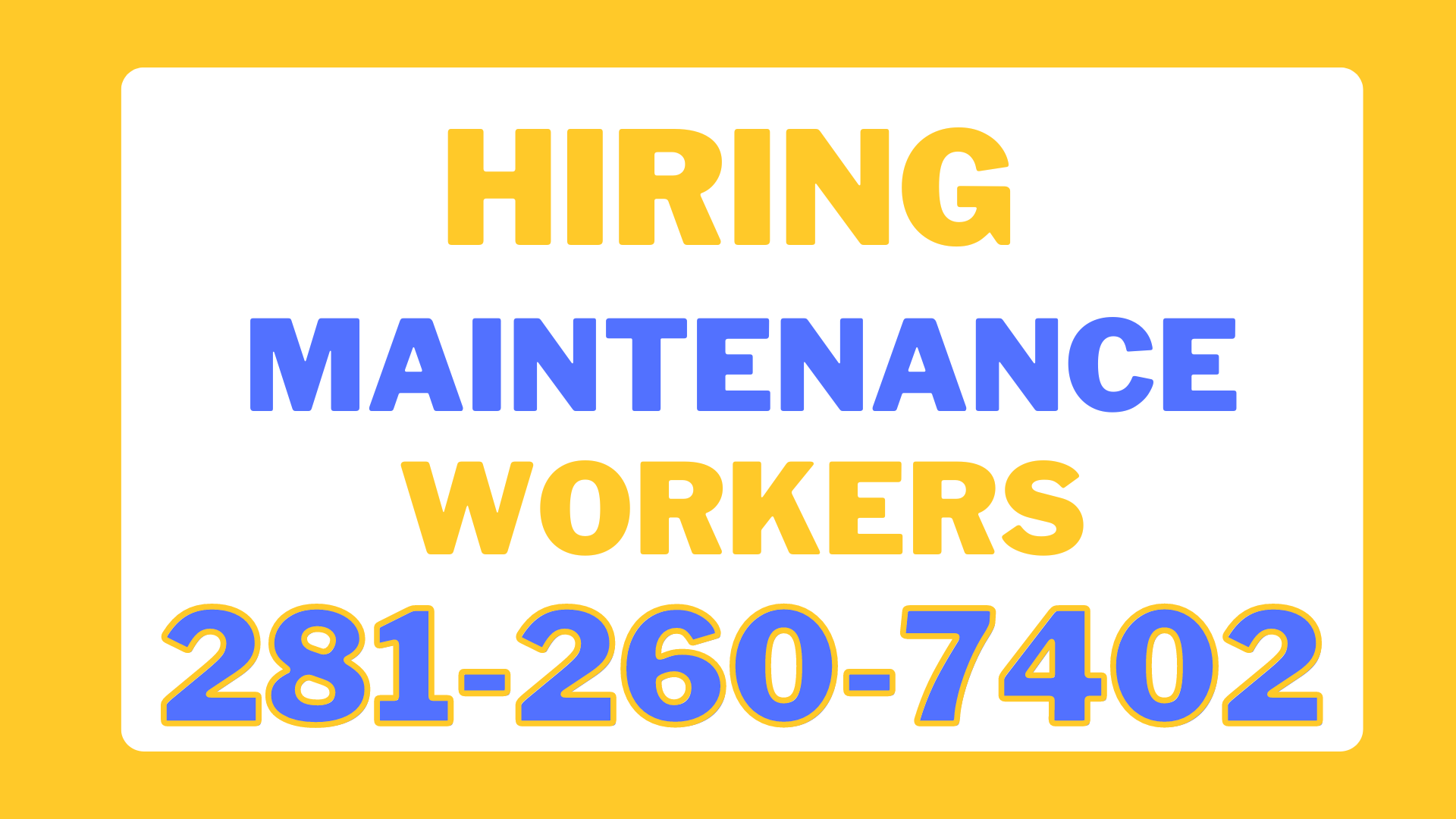 We Are Hiring Maintenance Workers head image