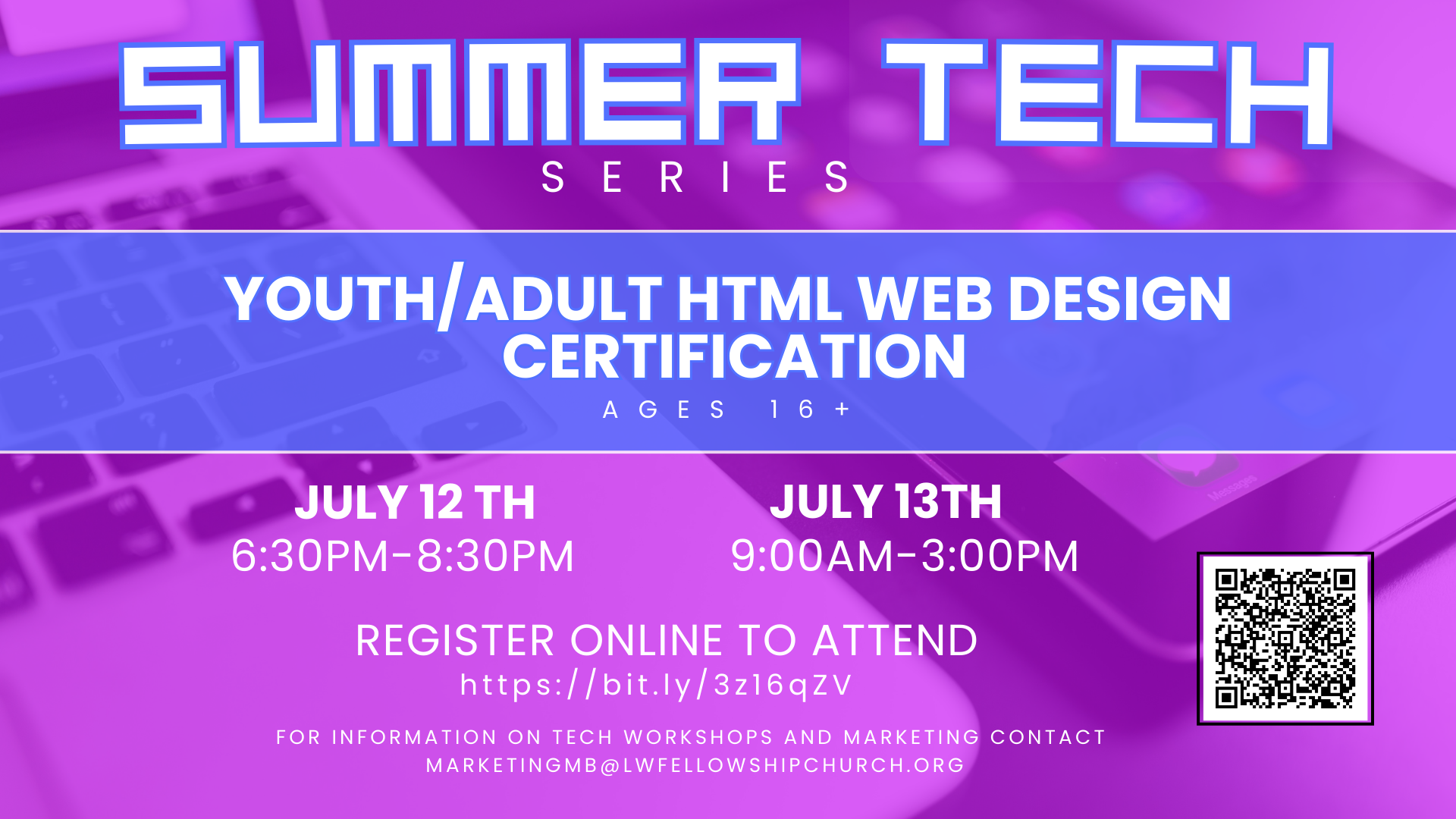 Summer – Tech Series – Youth/Adult HTML Website Certification Classes head image