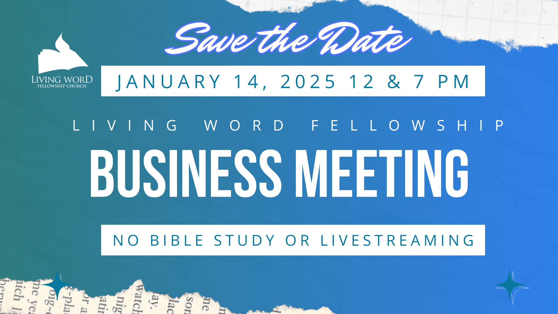 LIVING WORD FELLOWSHIP CHURCH BUSINESS MEETING head image