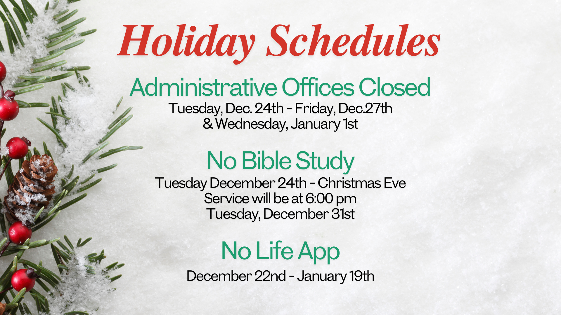 Holiday Hours/Closures head image